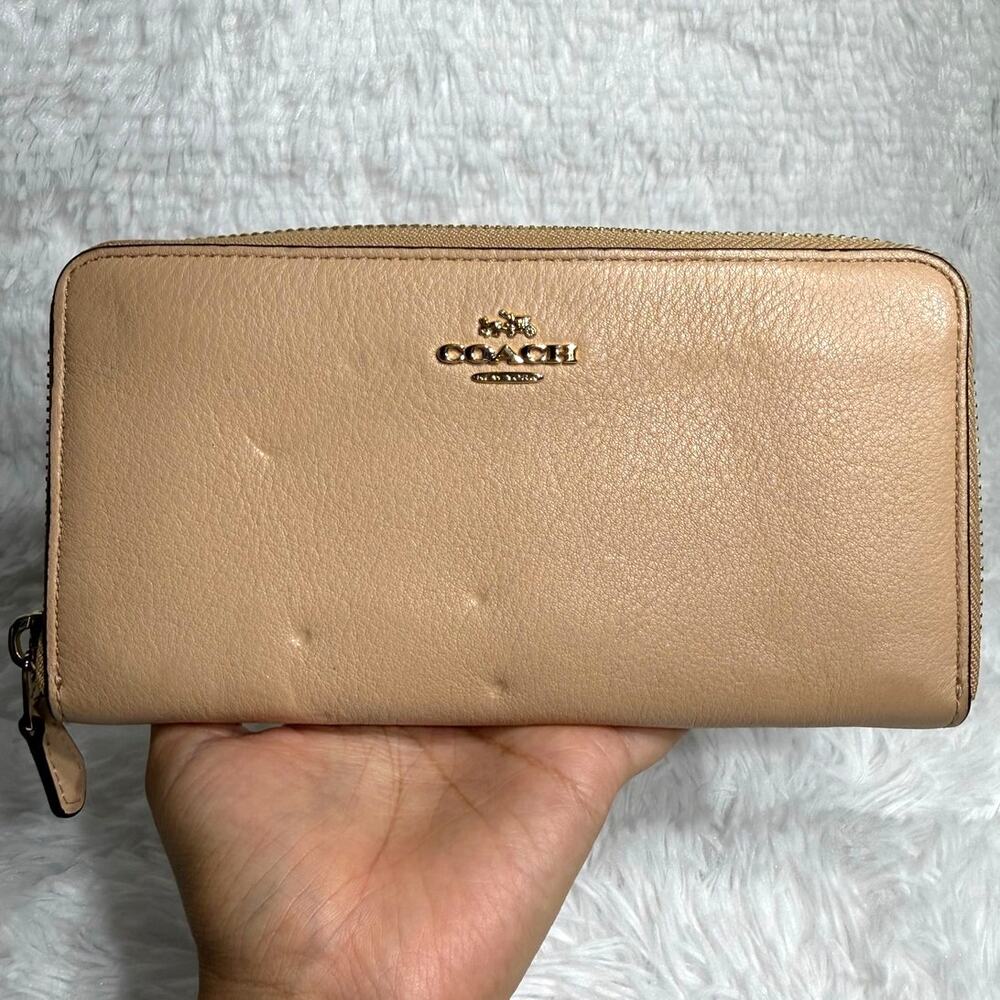 Coach Zip-around Neutral Beige Wallet